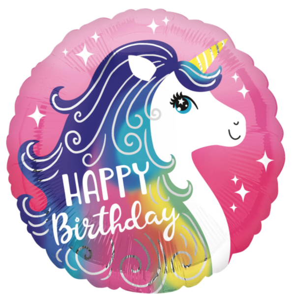 Folienballon - Einhorn, Happy Birthday - ø 43cm